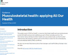 Musculoskeletal health: applying All Our Health [Updated 31st March 2021]